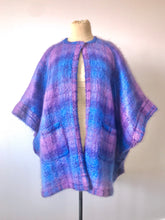 Load image into Gallery viewer, 1980's Irish Wool Reversible Purple & Blue Batwing Coat by Donegal Design