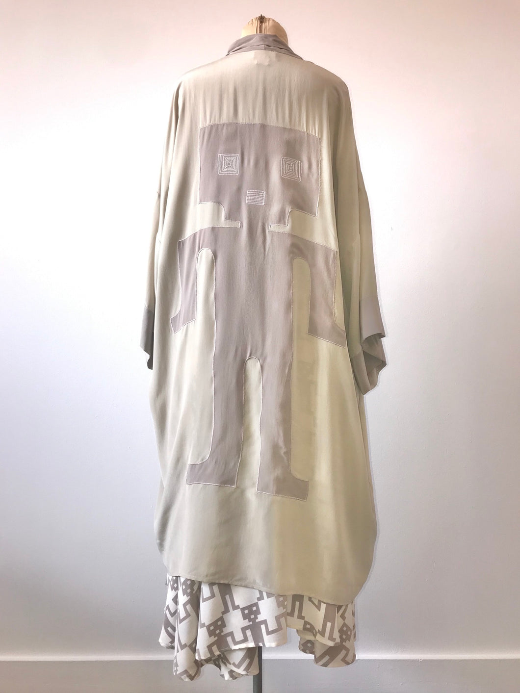 1980's Silk Tribal Alien Kimono Jacket by Laise Adzer