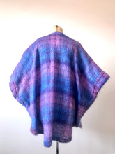 Load image into Gallery viewer, 1980's Irish Wool Reversible Purple & Blue Batwing Coat by Donegal Design