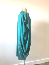 Load image into Gallery viewer, 1980's Teal Silk Asymmetrical Drape Dress by Laise Adzer