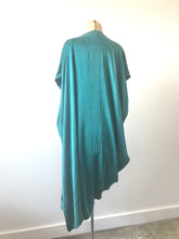 Load image into Gallery viewer, 1980's Teal Silk Asymmetrical Drape Dress by Laise Adzer