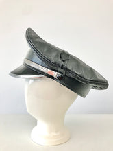 Load image into Gallery viewer, 1980's Leather Biker Cap with Silver Trim