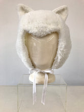 Load image into Gallery viewer, 1980's Handmade Fun Fur White Kitty Cat Bonnet