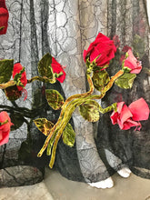Load image into Gallery viewer, 1930's Black Lace Gown with 3 Dimensional Velvet Roses