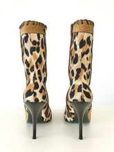 Load image into Gallery viewer, 2000's Leopard Print Fabric Stiletto Ankle Boots by Casadei