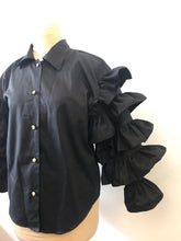 Load image into Gallery viewer, 1990's Black Cha Cha Ruffle Blouse by Fashionplate