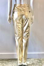 Load image into Gallery viewer, 1980's Metallic Gold Reptile Print Leather Pants By Gianni Versace