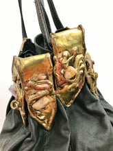 Load image into Gallery viewer, 1980's Black Leather Crystal Bucket Purse by Fancy Nancy