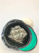 Load image into Gallery viewer, 1980's Leather Biker Cap with Silver Trim