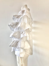 Load image into Gallery viewer, 1990's White Cha Cha Ruffle Sleeved Cotton Blouse by Fashionplate