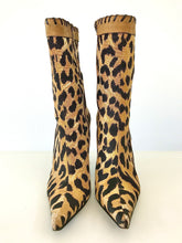Load image into Gallery viewer, 2000's Leopard Print Fabric Stiletto Ankle Boots by Casadei