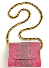 Load image into Gallery viewer, 1980's Hot Pink Snake Print Leather Mini Purse by Arlene LaMarca