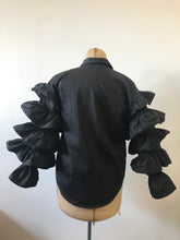 Load image into Gallery viewer, 1990's Black Cha Cha Ruffle Blouse by Fashionplate