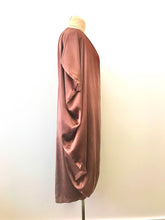 Load image into Gallery viewer, 1980&#39;s Coco Brown Silk Asymmetrical Drape Dress by Laise Adzer
