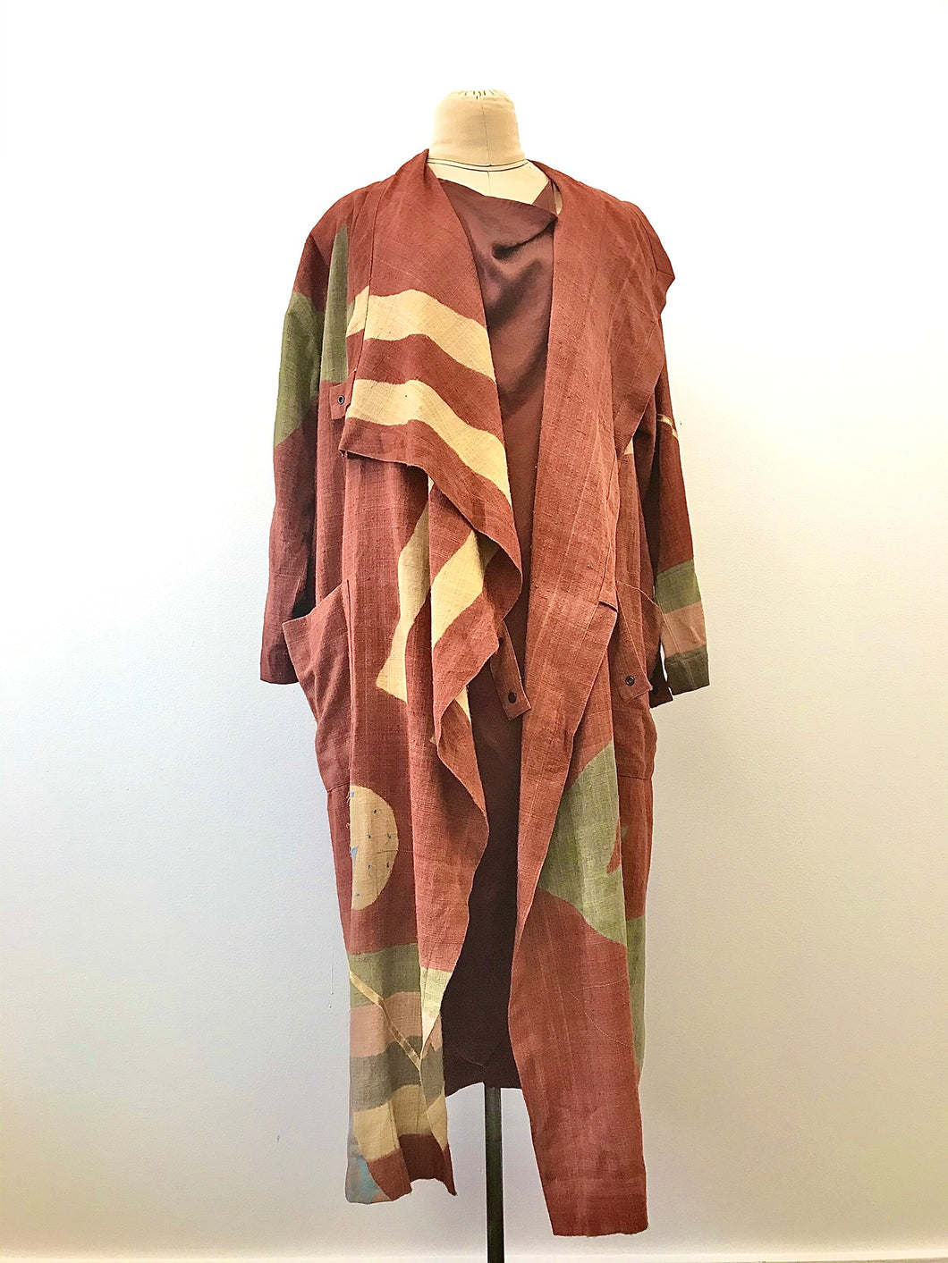 1980's Hand-painted Desert Escape Linen Coat by Laise Adzer