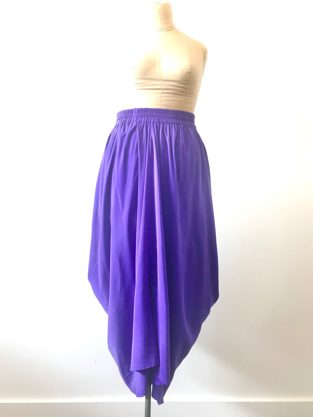1980's Purple Silk Draped Skirt by Laise Adzer
