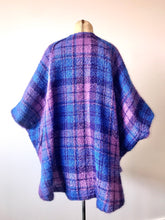 Load image into Gallery viewer, 1980&#39;s Irish Wool Reversible Purple &amp; Blue Batwing Coat by Donegal Design
