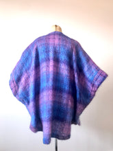 Load image into Gallery viewer, 1980&#39;s Irish Wool Reversible Purple &amp; Blue Batwing Coat by Donegal Design
