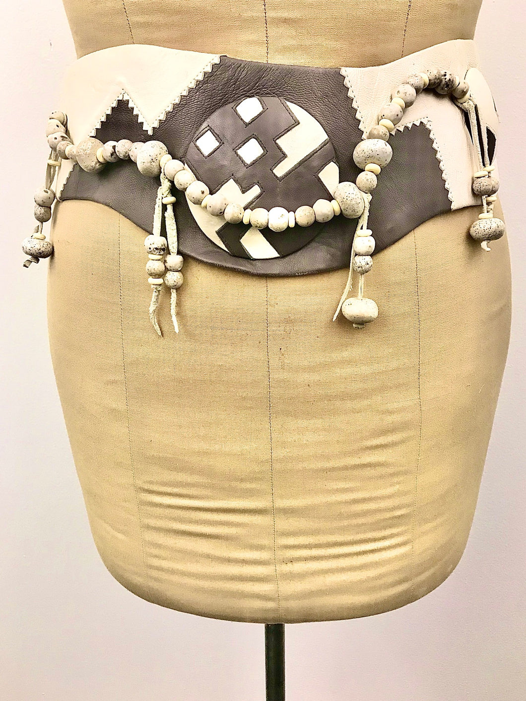 1980's Leather Tribal Alien Belt by Laise Adzer
