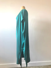 Load image into Gallery viewer, 1980&#39;s Teal Silk Asymmetrical Drape Dress by Laise Adzer
