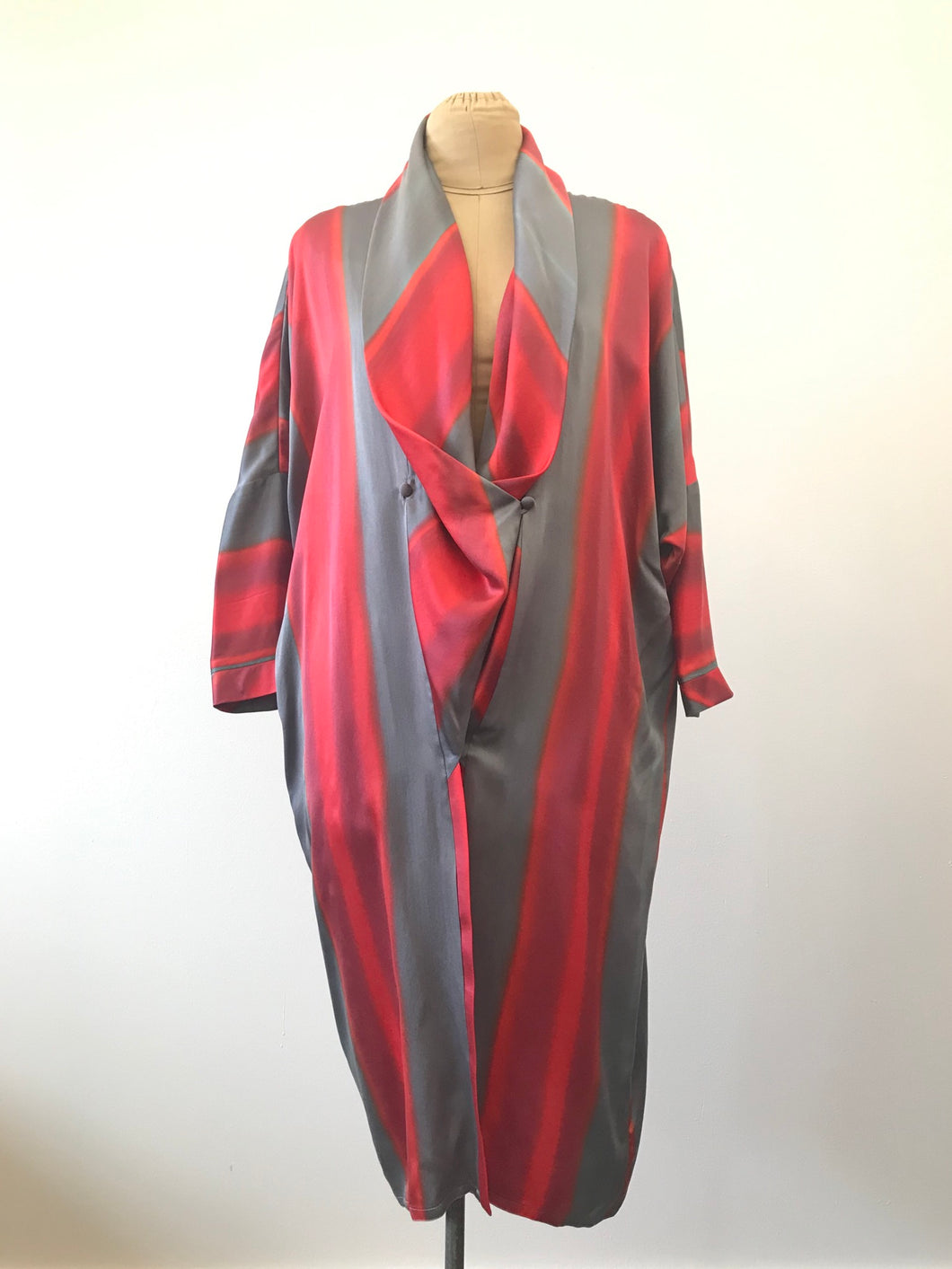 1980's Silver & Pink Silk Duster by David Polizzi