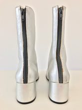 Load image into Gallery viewer, 1990&#39;s Silver Leather Go-Go Ankle Boots By BONGO

