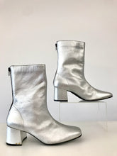 Load image into Gallery viewer, 1990&#39;s Silver Leather Go-Go Ankle Boots By BONGO
