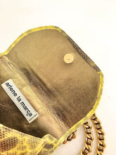 Load image into Gallery viewer, 1980&#39;s Yellow Snake Print Leather Mini Purse by Arlene LaMarca
