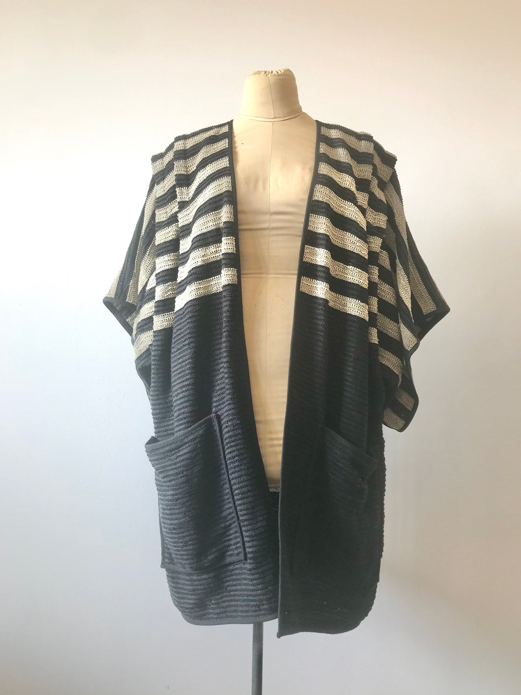 1980's Striped Avante Garde Kimono Jacket by Laise Adzer
