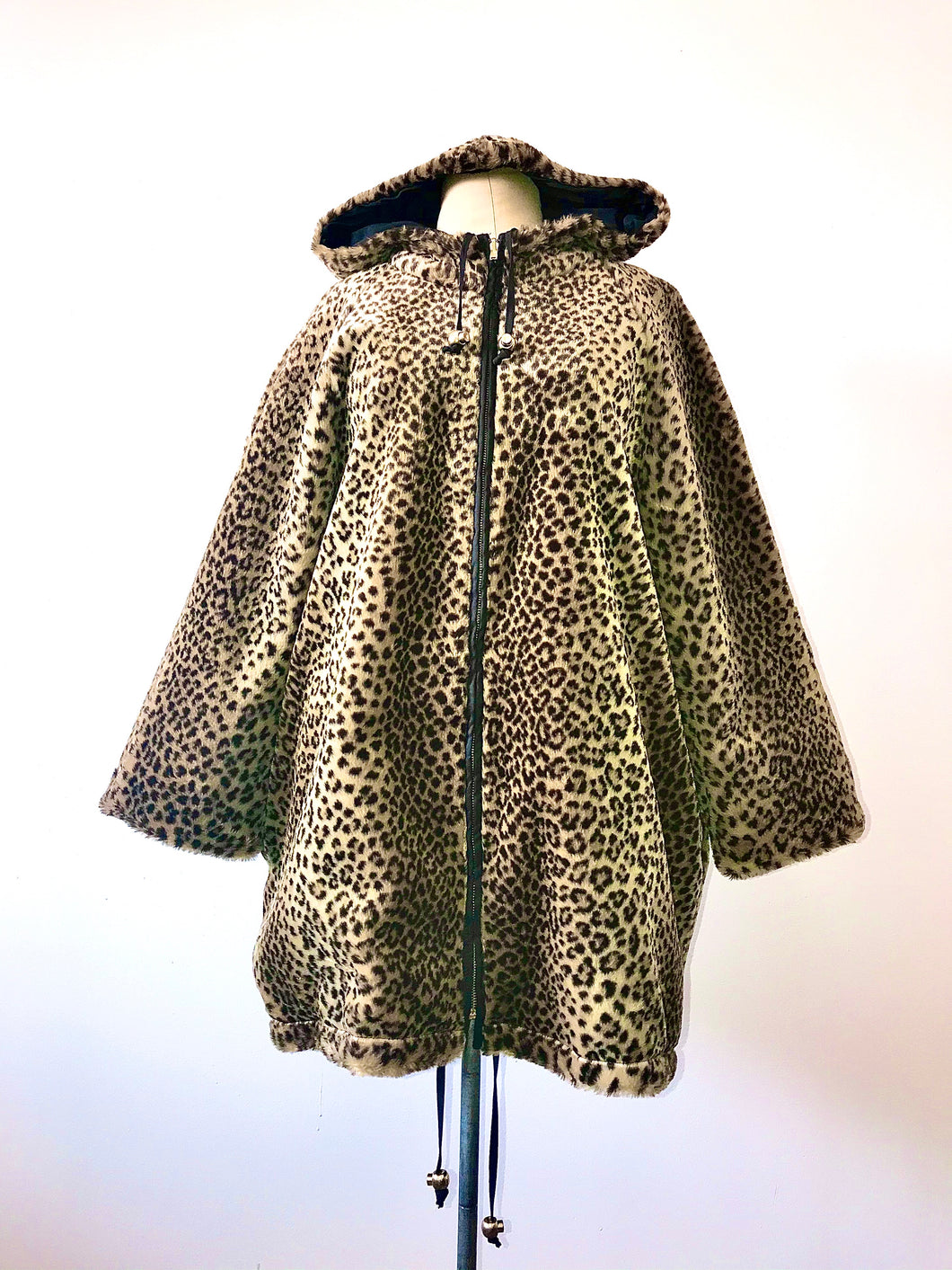 1990's Faux Fur Leopard Print Reversible Parka
